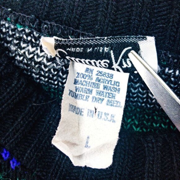 VTG 80’s Multicolor Knit Geo Tunic Sweater Sz L - Picture 6 of 9